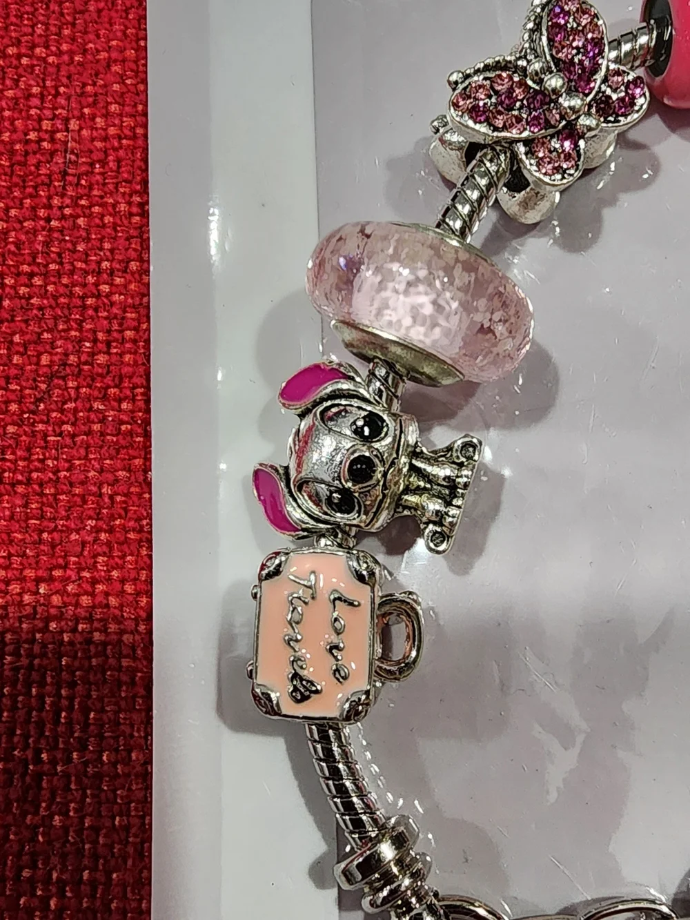 Pink Charm Bracelet and Earrings Set - Girls Jewelry